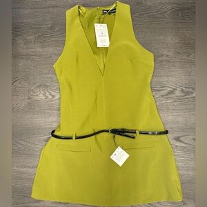 Green Zara belted dress with tags
